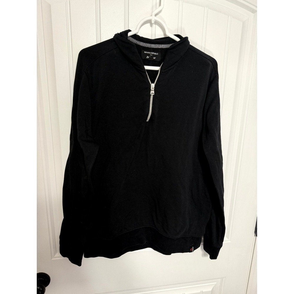 Banana Republic Pullover Mens Large Black Polartec Quarter Zip Long Sleeve